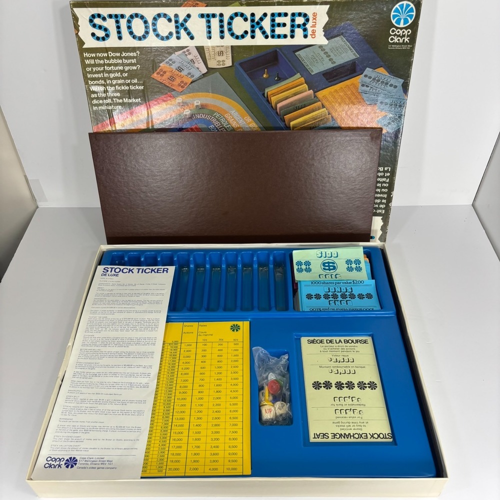 Vintage 1970'S STOCK TICKER DELUXE Board Game Finance Market Copp Clark